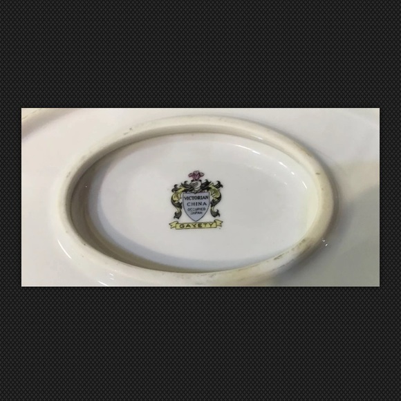 VICTORIAN CHINA GRAVY BOAT UNDER PLATE ‘50s Retro - Picture 4 of 6